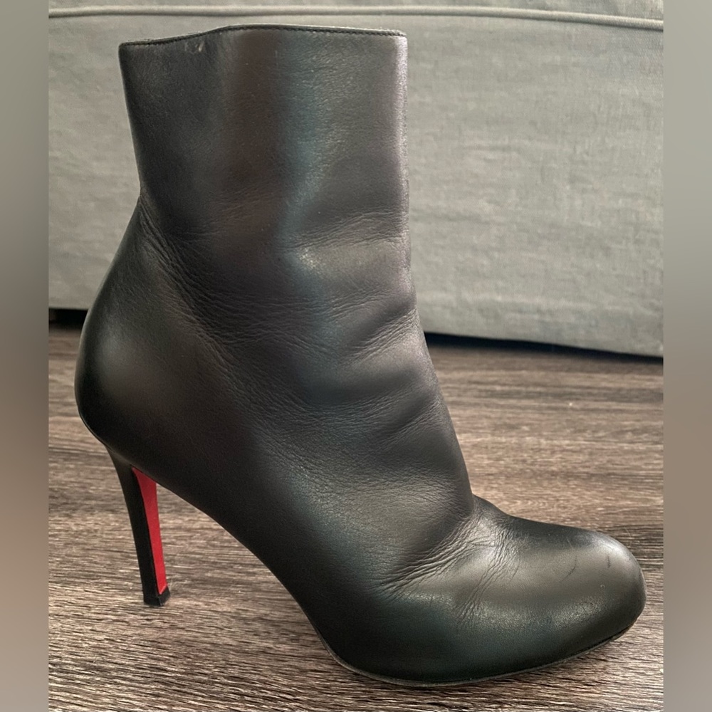 EUC Christian Louboutin Boots, Size 37.5, Black Leather, 3.5” heels